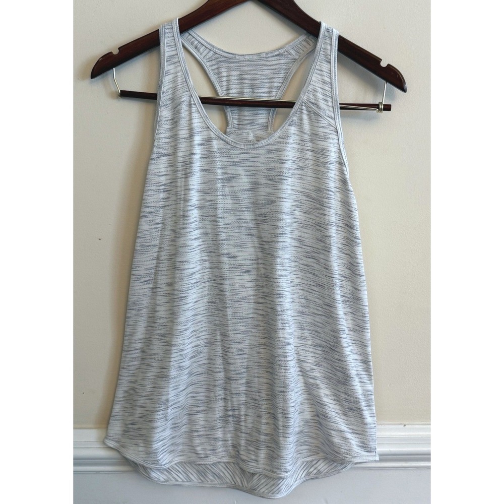 Lululemon Essentials Pleated Racerback Tank Top Sz‎ 6 Tiger Space Dye Hail White - Picture 4 of 8